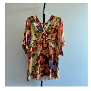 Maeve Women's Orange Multicolor Floral Dress Size 4 Petite #56506